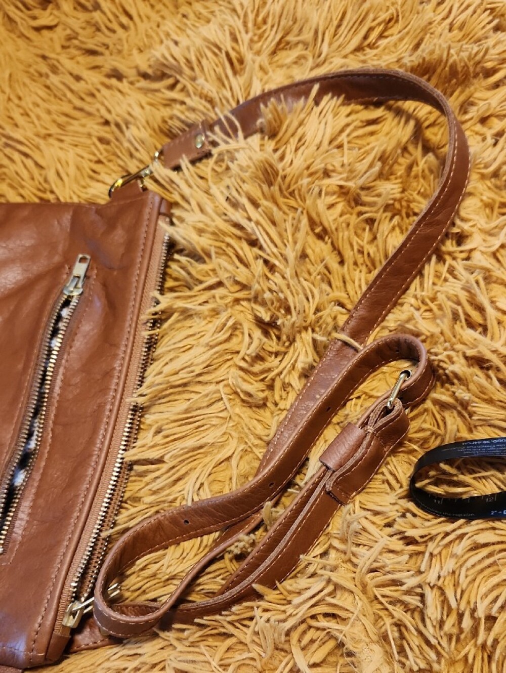Women's Brown Leather Crossbody Bag with Metallic Pink Accent - Picture 7 of 9